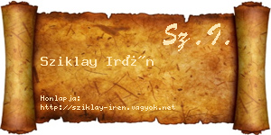 Sziklay Irén névjegykártya